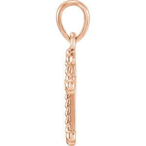 Beaded Botonee Cross 14k Rose Gold Pendant (19.20X8.90 MM)