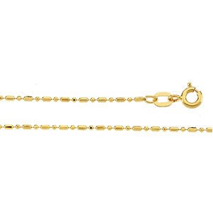 1.25mm 14k Yellow Gold Alternating Diamond-Cut Bead Chain, 24"