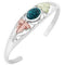 Turquoise Cuff Bracelet, Sterling Silver, 12k Green and Rose Gold Black Hills Gold Motif