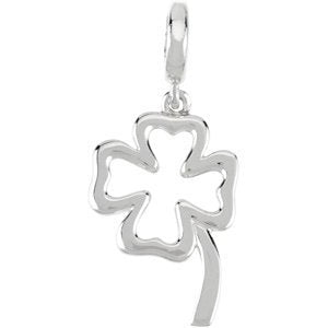 Petite Four Leaf Clover Sterling Silver Charm, Easy Clip-on Clasp
