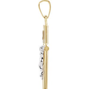 Two-Tone INRI Crucifix 14k Yellow and White Gold Pendant (20X13MM)