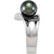 Tahitian Cultured Pearl Open Shank Ring, 9.00 MM - 10.00 MM, Sterling Silver, Size 6