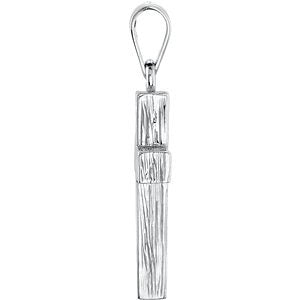 Rugged Cross Brushed Rhodium-Plated 14k White Gold Pendant (24X16MM)