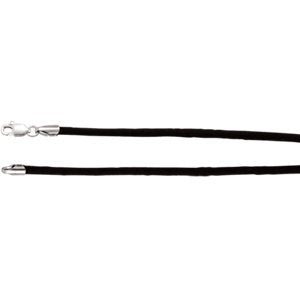 Black Satin Cord 2mm Sterling Silver Lobster Clasp, 18"
