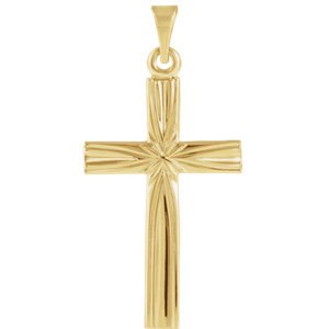 Latin Cross with Design 14k Yellow Gold Pendant