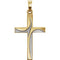 Two-Tone Cross Rhodium-Plated 14k Yellow and White Gold Pendant