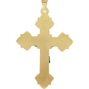 Two-Tone Byzantine Crucifix 14k Yellow and White Gold Pendant(20X16MM)