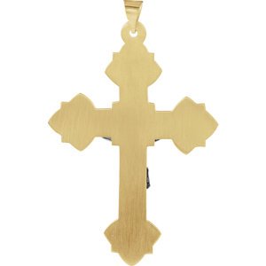 Two-Tone Byzantine Crucifix 14k Yellow and White Gold Pendant(33X25MM)