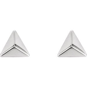 Petite Pyramid Stud Earrings, Rhodium-Plated 14k White Gold