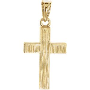 Rugged Cross Brushed 18k Yellow Gold Pendant (30X20MM)