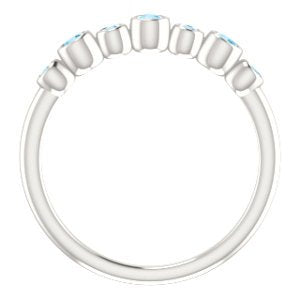 Aquamarine 7-Stone 3.25mm Ring, Sterling Silver