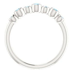 Platinum Aquamarine 7-Stone 3.25mm Ring