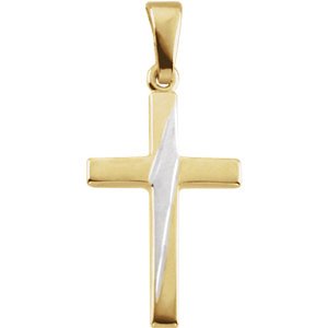 Two-Tone Cross 14k Yellow and White Pendant (24.25X16.00 MM)