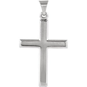 Inlay Cross Rhodium-Plated 14k White Gold Pendant (29X19MM)