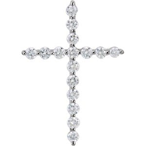 Diamond Cross Rhodium-Plated 14k White Gold Pendant (.33 Ctw, G-H Color, I1 Clarity)