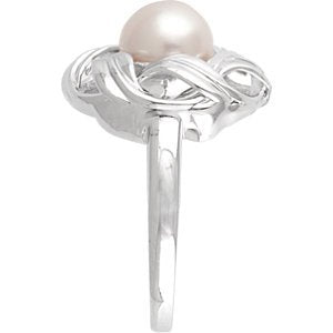 White Freshwater Cultured Pearl Ring, 14k White Gold, Size 7 (8MM)