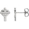 Rhodium-Plated 14k White Gold Heart Cross Earrings (10.26X7.55 MM)