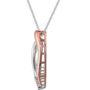 Diamond Heart Sterling Silver and Rose Gold Plate Necklace, 18" (GHI Color, I3 Clarity, 1/10 Cttw)