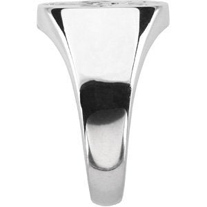 Men's Fleur de Lis Rhodium Plated 14k White Gold Signet Ring, 11 X 16mm