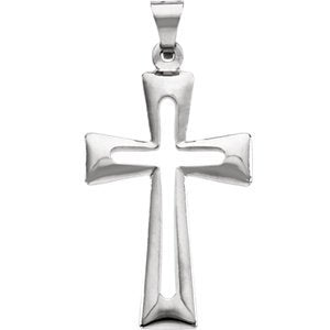 Cut-Out Cross Rhodium-Plated 14k White Gold Pendant (27.50X18.00 MM)