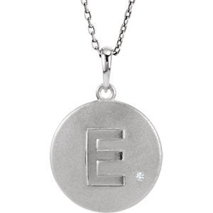 Diamond Letter 'E' Initial Sterling Silver Pendant Necklace, 18" (.005 Ct, GH Color, I2 Clarity)