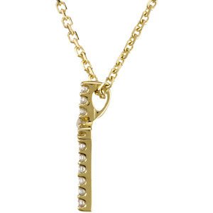 Petite Diamond Cross 14k Yellow Gold Necklace, 16" (.085 Cttw.)