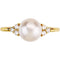 Freshwater Cultured White Pearl and Diamond Ring, 7.5 MM - 8.00 MM,1/8 CT TW, 14k Yellow Gold, Size 6