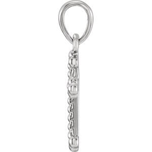 Platinum Beaded Botonee Cross Pendant (19.20X8.90 MM)