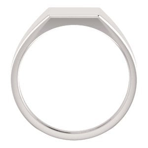 Men's Closed Back Rectangle Signet Ring, 18k Palladium White Gold (11X10mm)