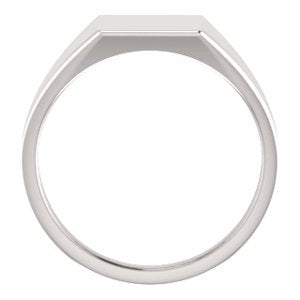 Men's Platinum Closed Back Rectangle Signet Ring (11X10mm)