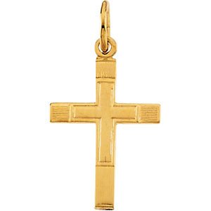 Childrens Small 14k Yellow Gold Cross in a Cross Pendant