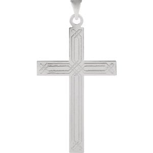 Enlightened Expressions Cross Rhodium-Plated 14k White Gold Pendant (22X14MM)