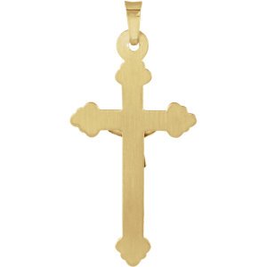 Two-Tone Hollow Crucifix 14k Yellow and White Gold Pendant (28X17MM)