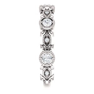 Diamond Vintage-Style Ring, Rhodium-Plated 14k White Gold (0.33 Ctw, G-H Color, I1 Clarity)