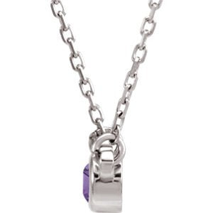 Amethyst Solitaire Rhodium Plate 14k White Gold Pendant Necklace, 16"