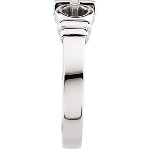 Men's 'Joined By Christ' Cross Ring, 7mm Rhodium-Plated 10k White Gold, Size 12