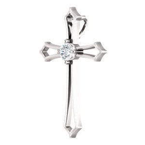 Diamond Cross Rhodium-Plated 14k White Gold Pendant (.13 Ct, G-H Color, I1 Clarity)