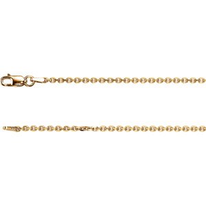 1.75mm 14k Yellow Gold Solid Diamond Cut Cable Chain, 24"