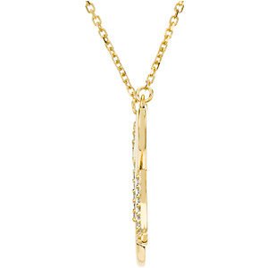 14k Yellow Gold Alphabet Initial Letter H Diamond Necklace, 17" (GH Color, I1 Clarity, 1/8 Cttw)