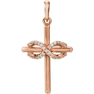 Diamond Infinity-Inspired Cross Pendant, 14k Rose Gold (.06 Ctw, Color G-H, Clarity I1)