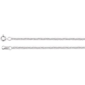1.5mm 14k White Gold Solid Cable Chain, 16"
