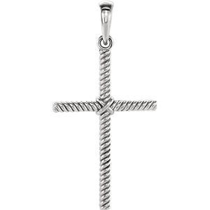 Rope Cross Rhodium-Plated 14k White Gold Pendant (31.9x16.2 MM)