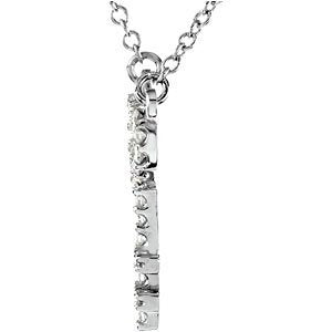 Diamond Skeleton Key Platinum Pendant Necklace, 16.5" (1/8 Cttw)