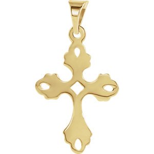 Fleury Cross 14k Yellow Gold Pendant (24.5X17 MM)