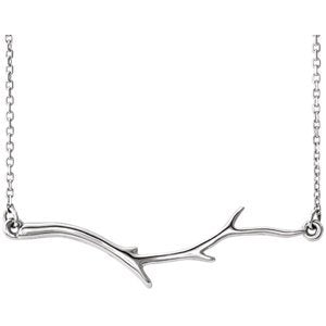 Branch Bar Rhodium-Plated 14k White Gold Necklace, 16"