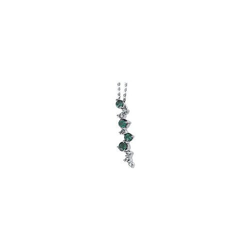 14k White Gold Emerald and Diamond Necklace