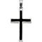 Black Epoxy Inlay Cross Sterling Silver Pendant (24X16MM)