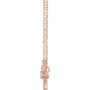 Diamond Sideways Cross 14k Rose Gold Necklace, 16"-18" (.1 Ct, G-H Color, I1 Clarity)