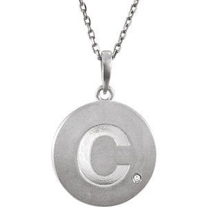 Diamond Letter 'C' Initial Sterling Silver Pendant Necklace, 18" (.005 Ct, GH Color, I2 Clarity)