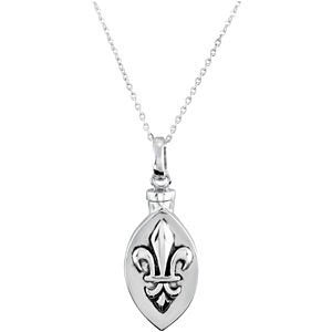 Sterling Silver Fleur De Lis Ash Pendant Necklace 18"